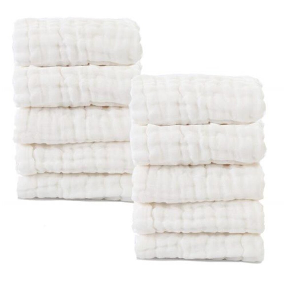 White Baby Washcloths Natural Cotton Baby Wipes Soft Newborn Baby Face‎ Towel